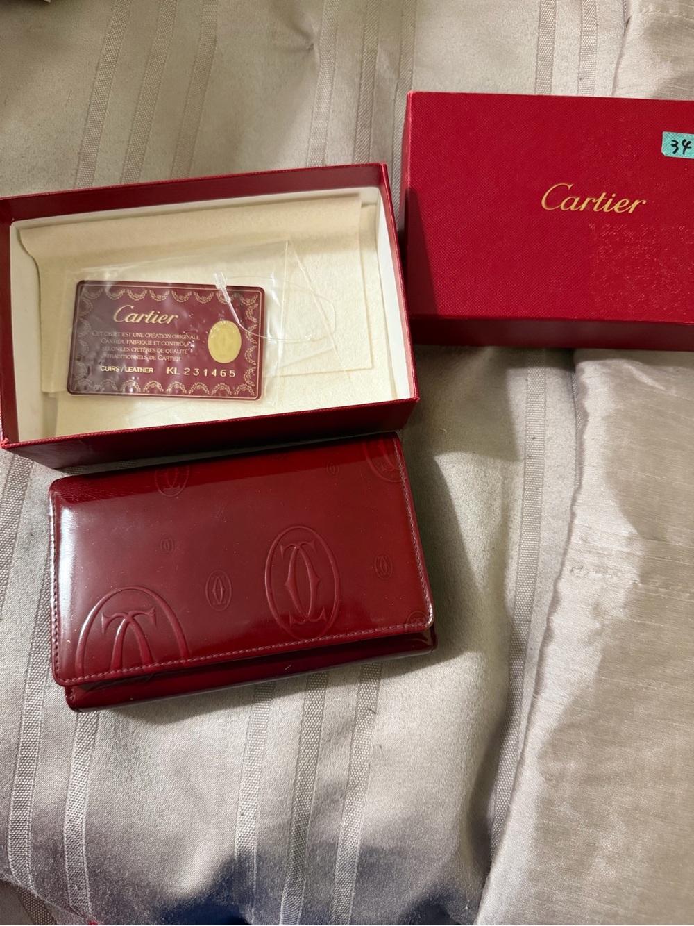 Cartier Burgundy Patent Leather Wallet